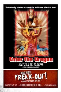 Flyer for the screening of Enter the Dragon, part of the Friday Night Freak Out! series.