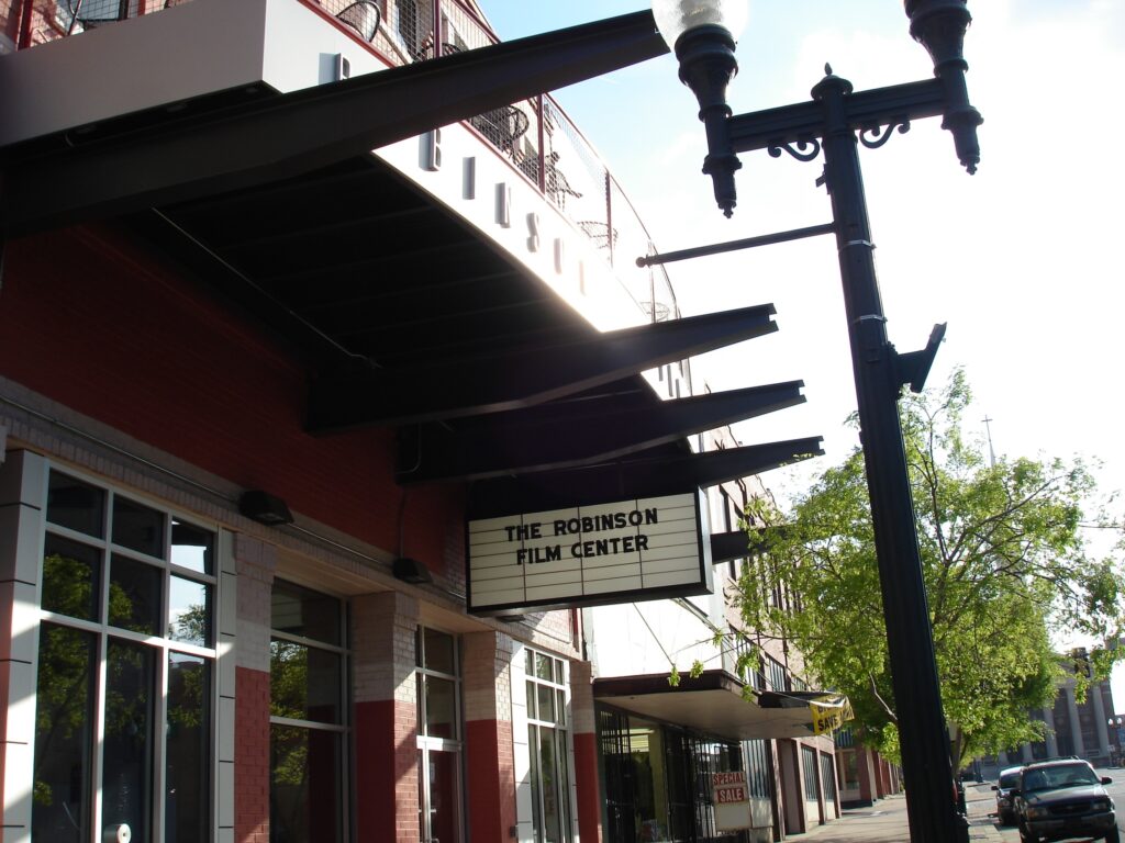 The Robinson Film Center marquee on opening day in May of 2008.