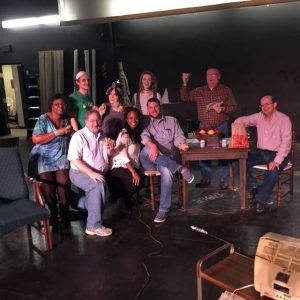 Backstage with a crew at Shreveport Little Theater.